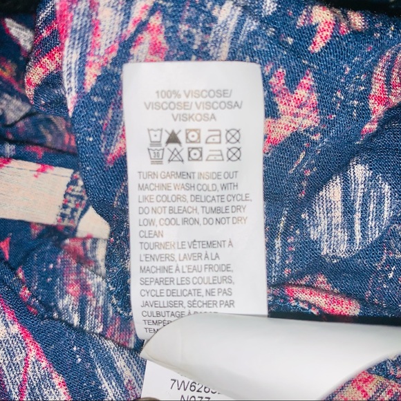 Lucky Brand Boho Ethnic Multicolored 3/4 Sleeves Blouse Top Small 100% Viscose - Picture 4 of 4